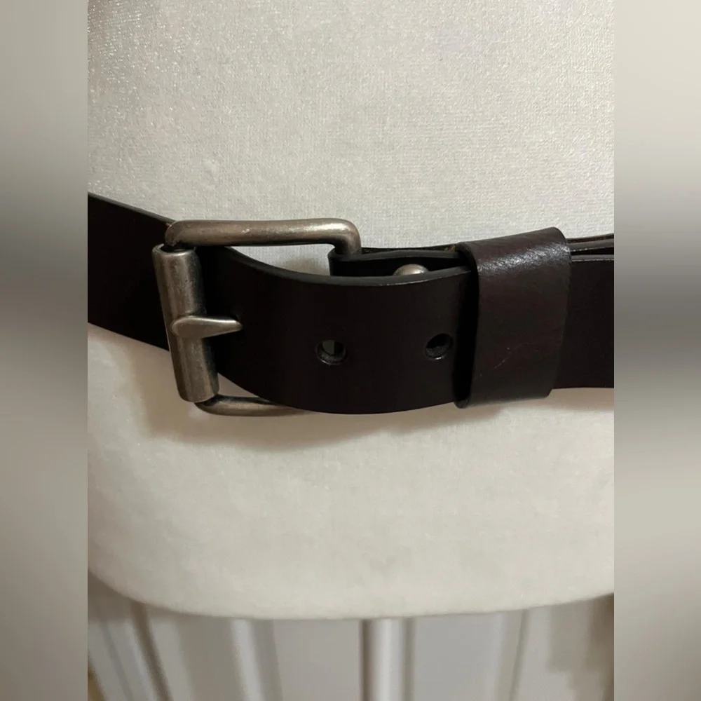 (18) Black Leather Belt with Silver Buckle
